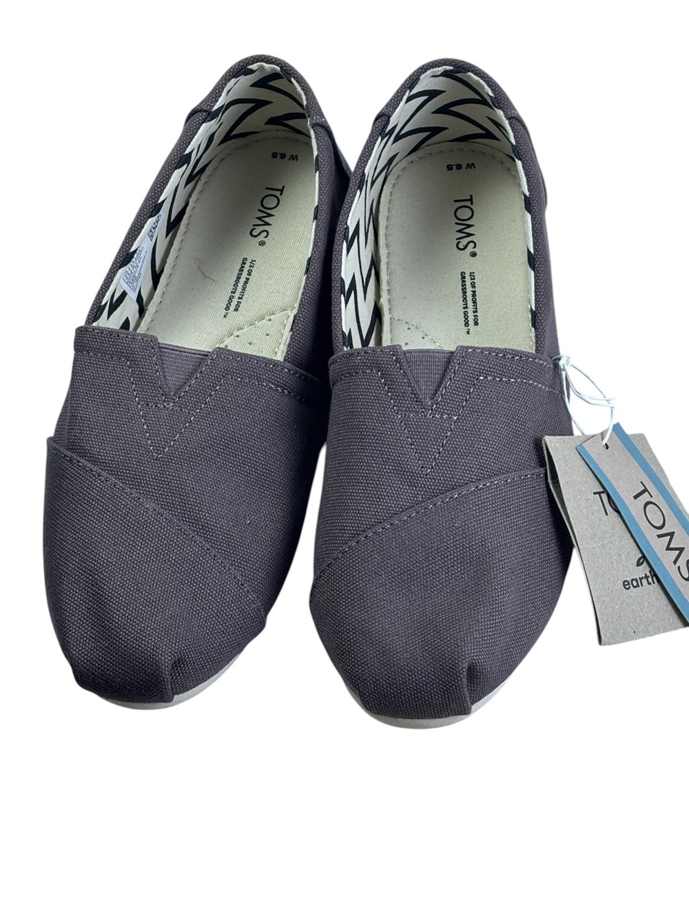 TOMS Women’s Classic Alpargata Slip On Shoes Gray Canvas Size 6.5 NWT